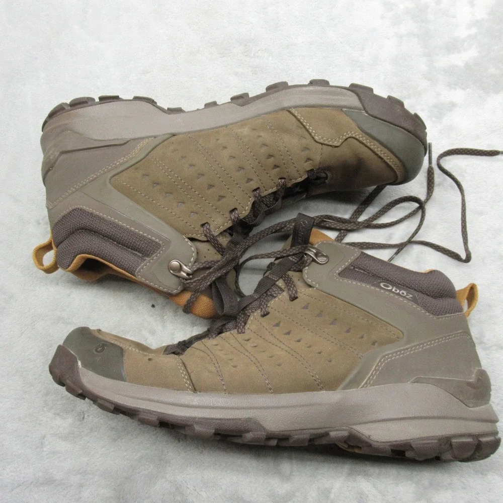 Oboz Hiking Boots Men 9 Green Lace-Up Sypes Mid Leather Waterproof Trail Outdoor